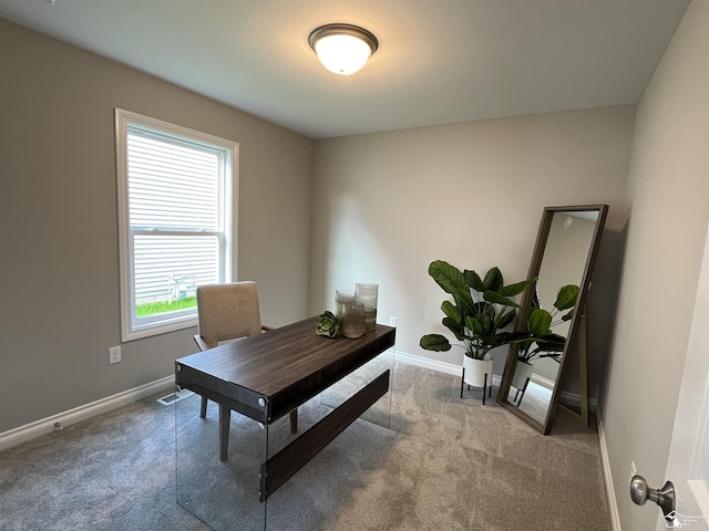 carpeted office space featuring plenty of natural light