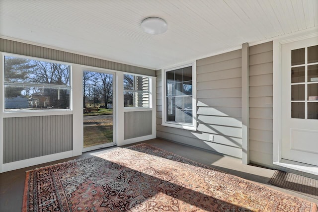 view of unfurnished sunroom