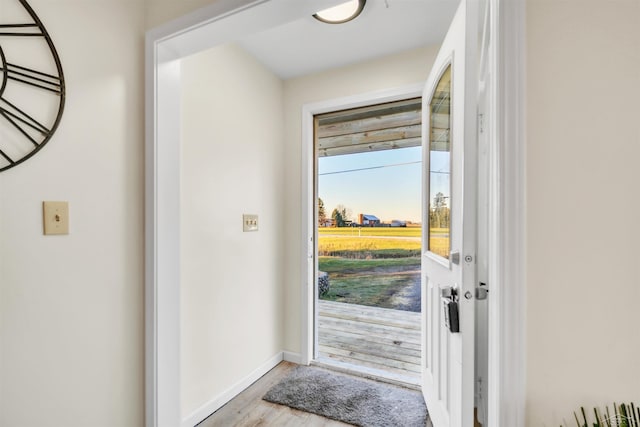 entrance foyer with light wood-type flooring