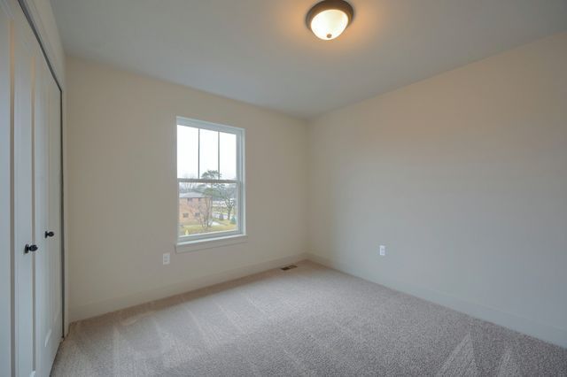 unfurnished bedroom with a closet and light colored carpet