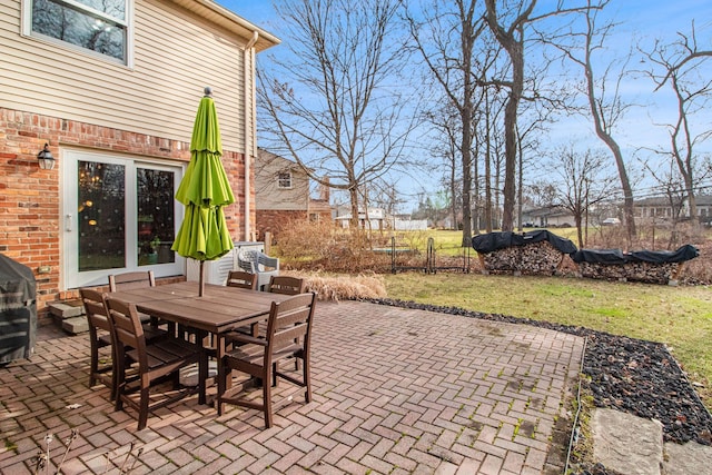 view of patio with a grill