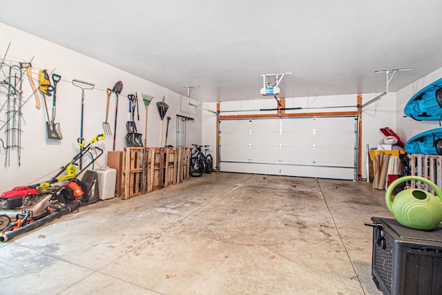 garage with a garage door opener