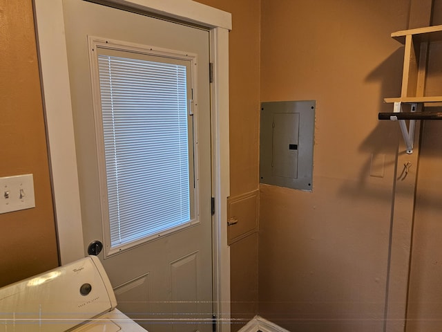 laundry area with washer / dryer and electric panel