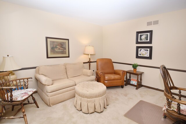 living room with light carpet