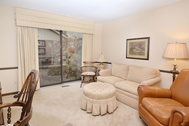 living room with light carpet