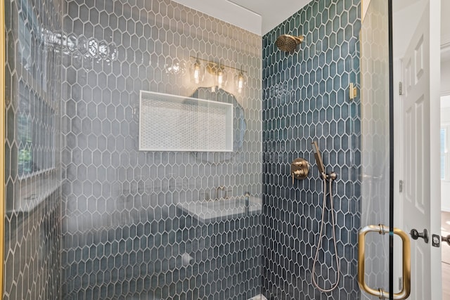 bathroom featuring walk in shower