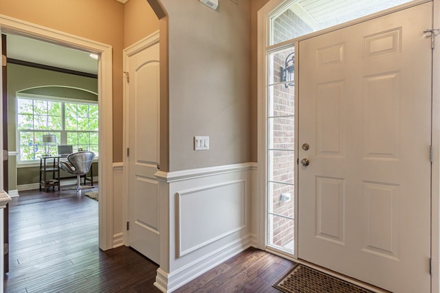 foyer with dark wood-type flooring