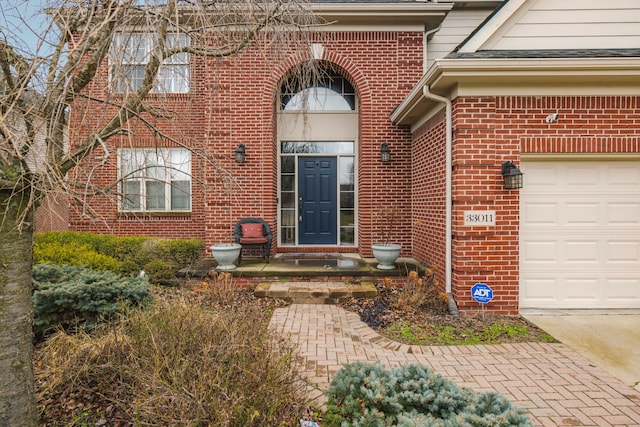 property entrance featuring a garage