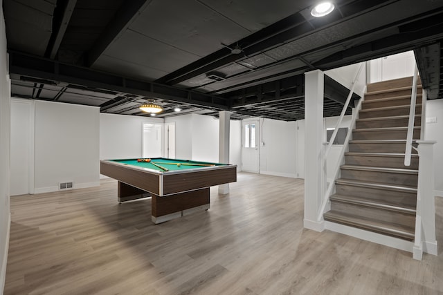 recreation room featuring hardwood / wood-style floors and billiards