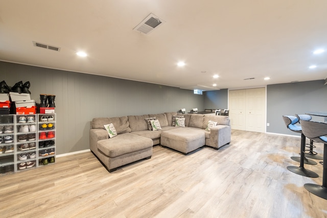 living room featuring light hardwood / wood-style floors