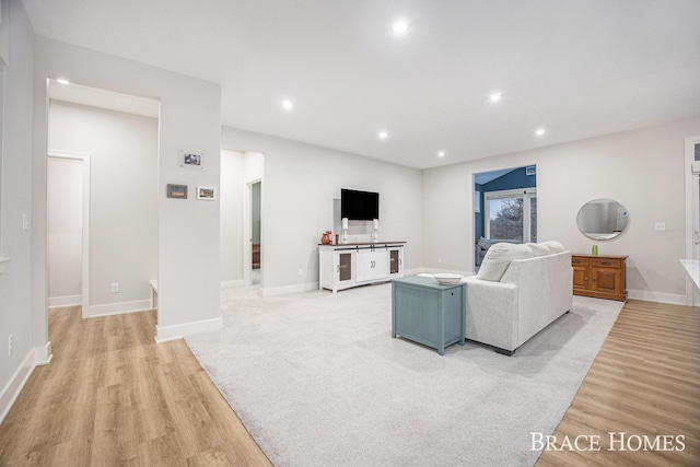 living room with light wood-type flooring