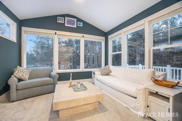 sunroom with lofted ceiling