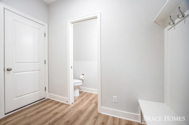 interior space with toilet and wood-type flooring