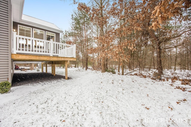 view of yard covered in snow