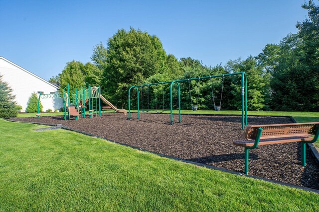 view of playground featuring a yard