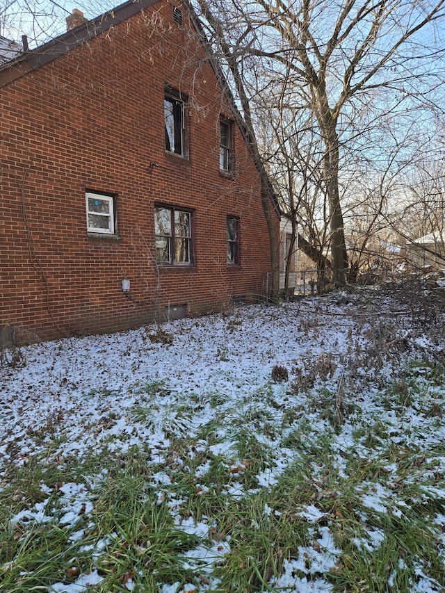 view of snow covered exterior