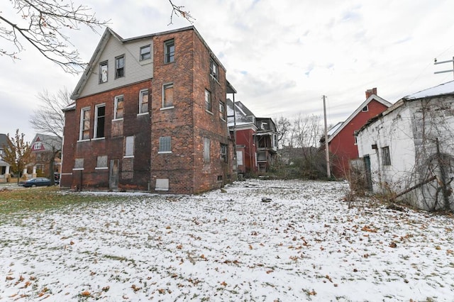 view of snow covered exterior