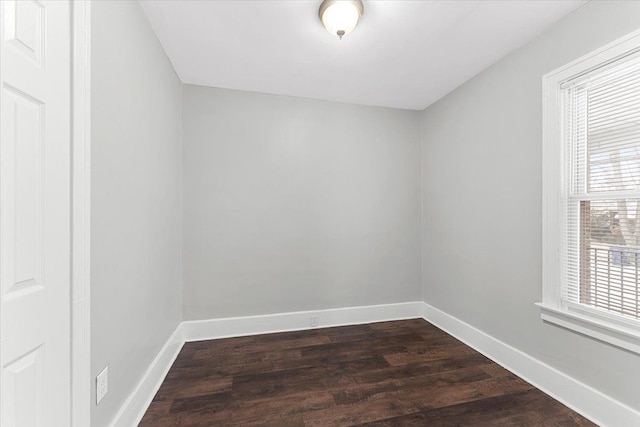 empty room with dark wood-type flooring