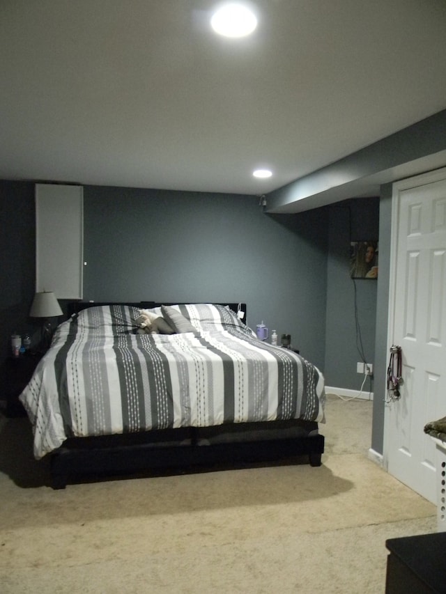 bedroom featuring carpet