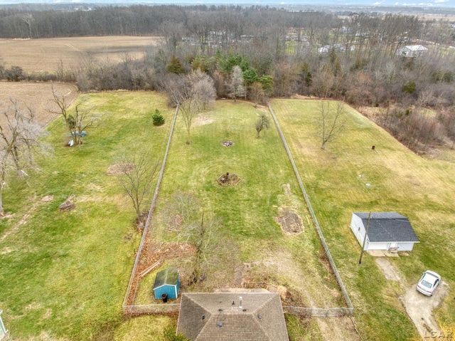 aerial view featuring a rural view