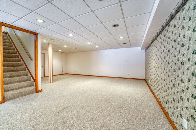 basement with carpet floors