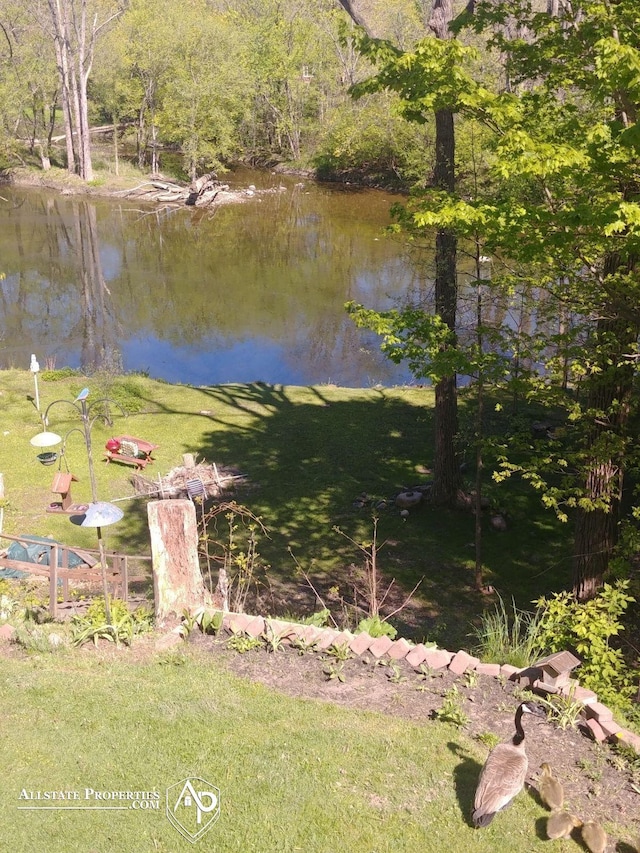 view of yard featuring a water view