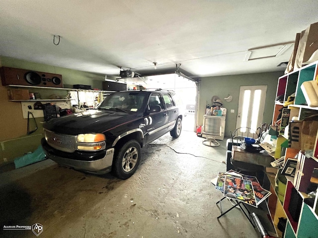 garage with a garage door opener