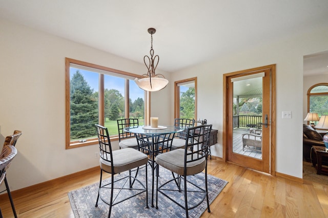 dining space featuring light hardwood / wood-style floors