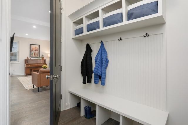 mudroom featuring hardwood / wood-style flooring