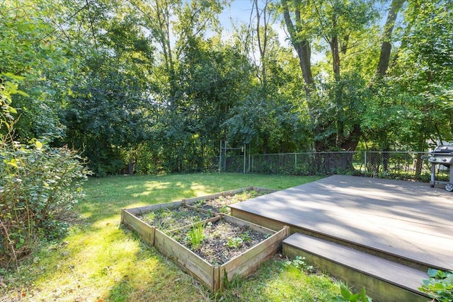 view of yard with a deck