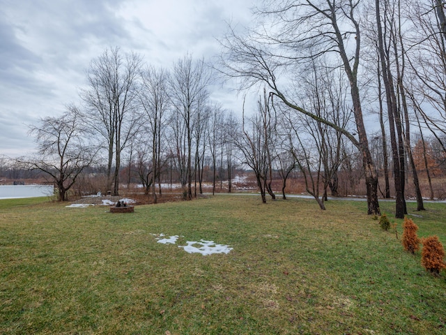 view of yard with a water view