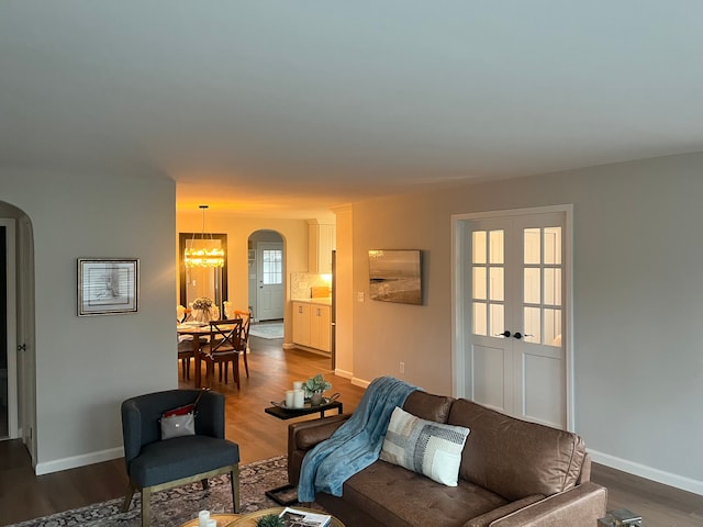 living room with hardwood / wood-style floors