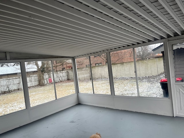 view of unfurnished sunroom