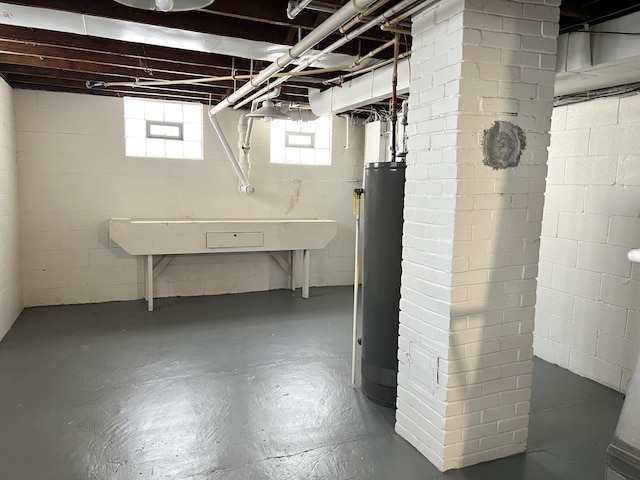 basement featuring gas water heater