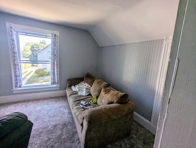 bonus room featuring carpet flooring and lofted ceiling