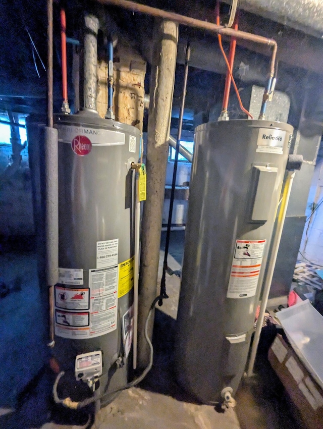 utilities with electric water heater and gas water heater