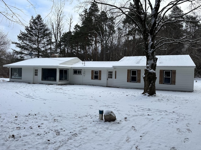 view of snow covered property