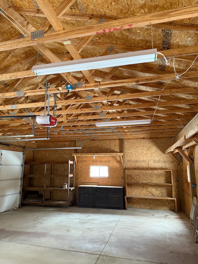 garage with a garage door opener