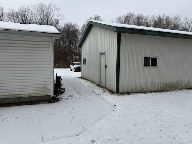 view of snow covered structure