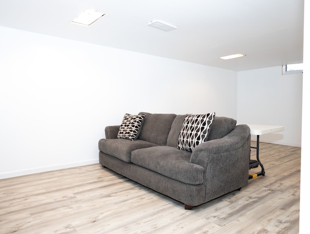 living room with light hardwood / wood-style floors