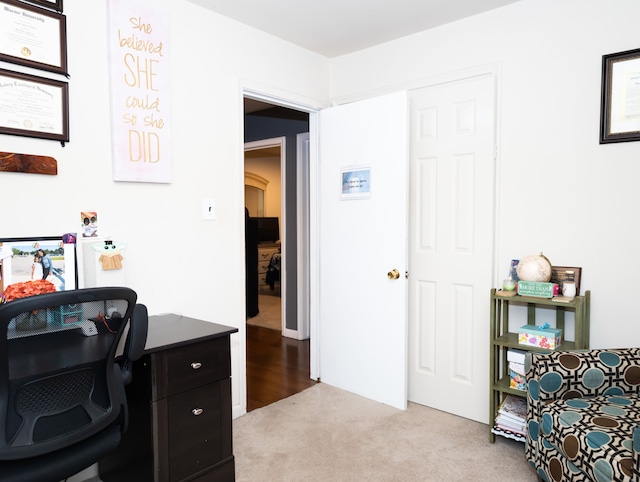 office with light colored carpet