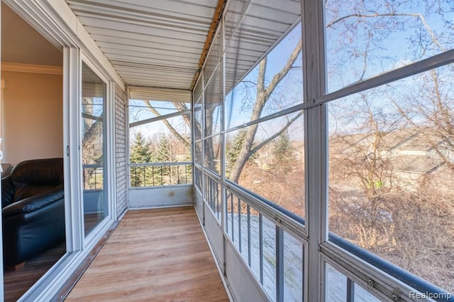 view of unfurnished sunroom