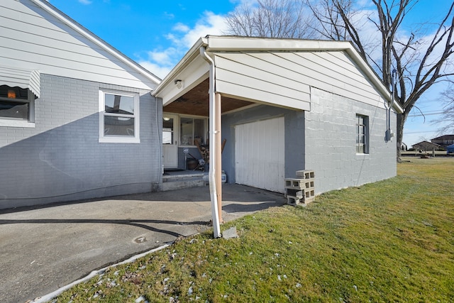 view of home's exterior featuring a yard