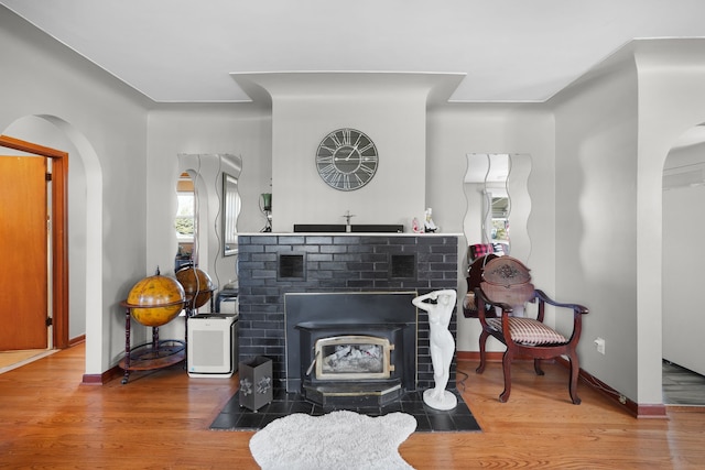 living room featuring a healthy amount of sunlight and hardwood / wood-style flooring