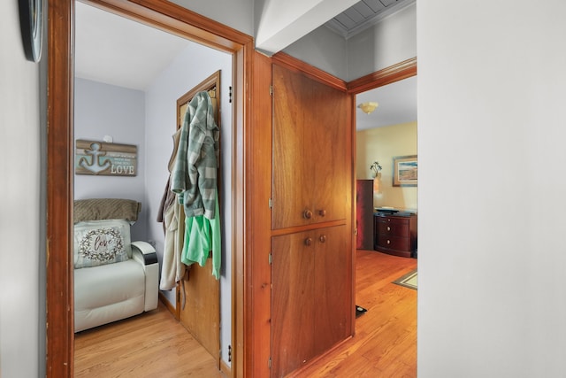 hall featuring light hardwood / wood-style floors