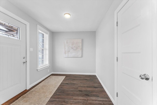 foyer with dark hardwood / wood-style floors