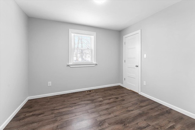 empty room with dark hardwood / wood-style floors