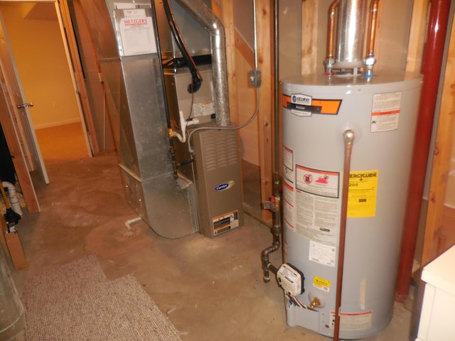 utilities featuring gas water heater and heating unit