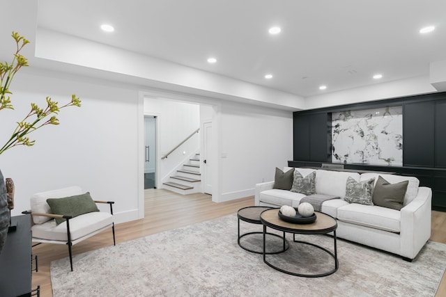 living room with light wood-type flooring