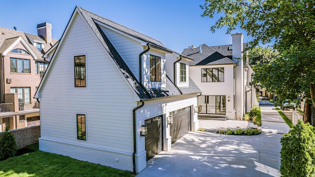 exterior space featuring a garage